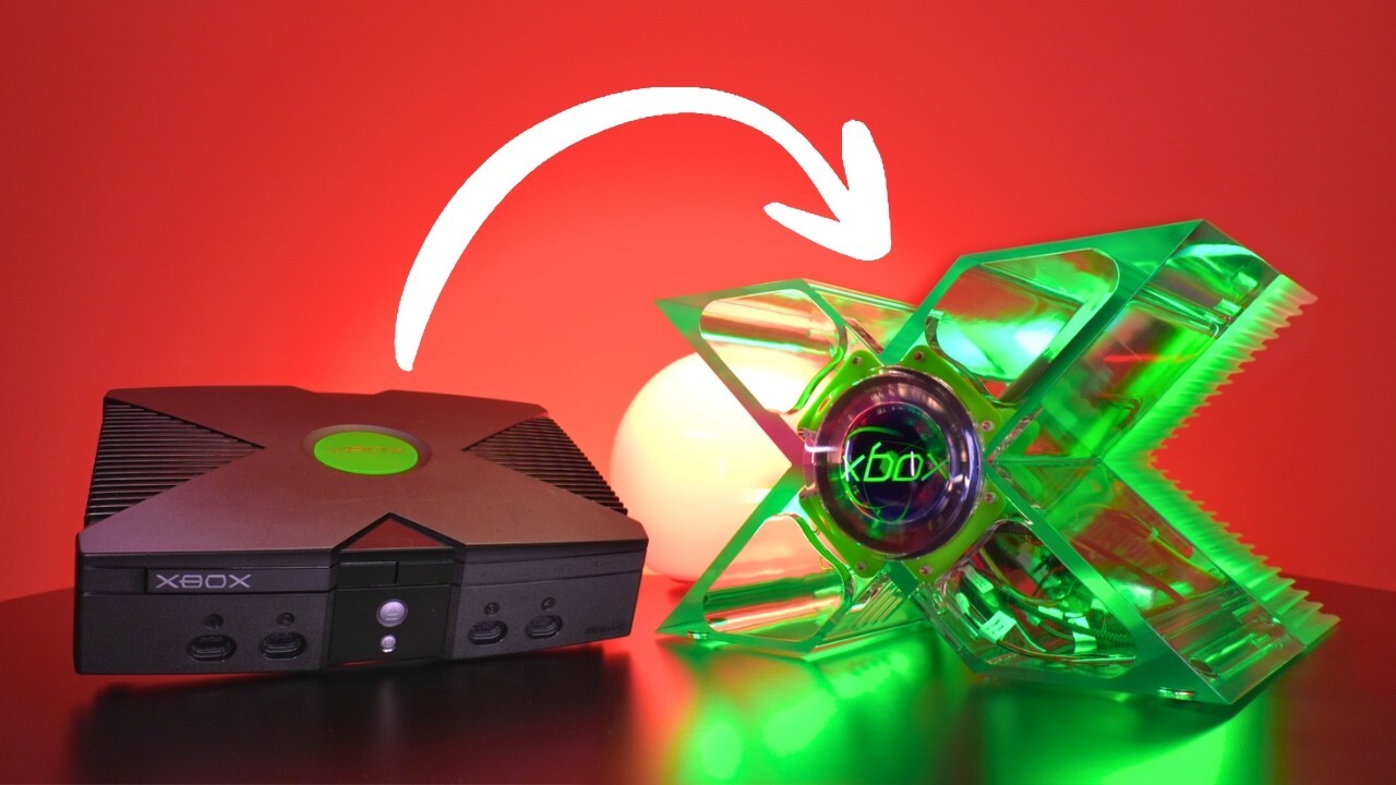 A custom Xbox prototype-style console build on display