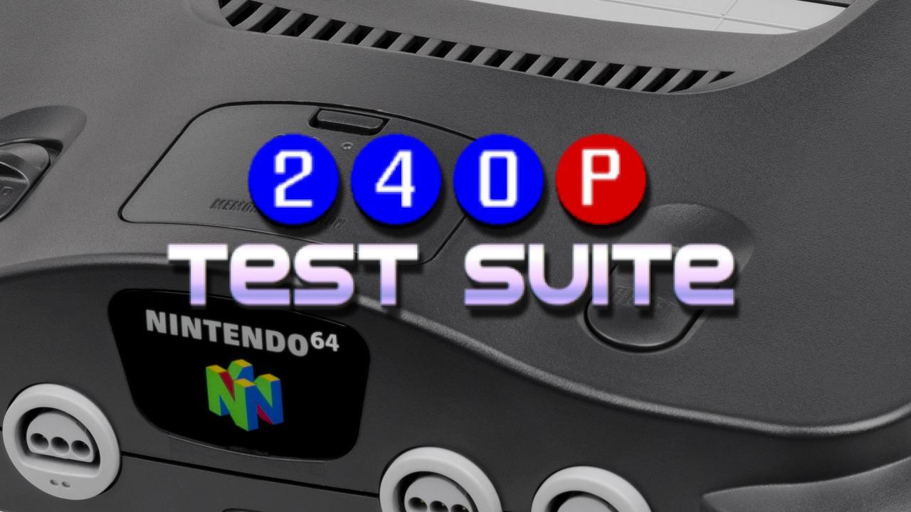 Nintendo 64 console with a retro test pattern on a CRT screen