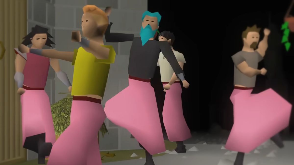 Old School RuneScape characters in a classic low-poly game scene