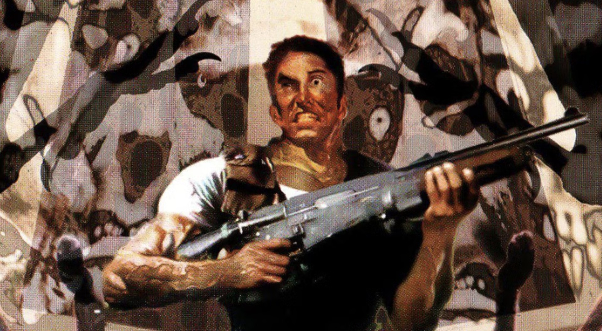 Resident Evil artwork with a retro survival horror mood