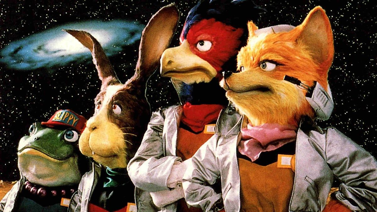 Real-life puppet versions of the Star Fox crew used for early Nintendo promotion